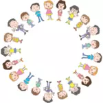Barnen i cirkel vektorbild