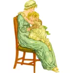 Mother and child in vintage style