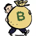 Homme avec bitcoin sac