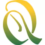 Q litera în galben şi verde