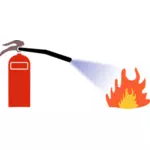 Fire extinguisher in use