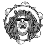 Rastafari hoofd monochroom