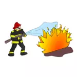 Firefighter with flames