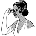 Mujer con prismáticos