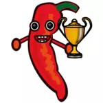 Chili pepper with a trophy