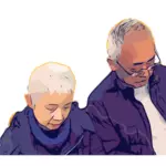 Yaşlı Asyalı çift