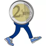 2 מטבע יורו עם רגליים