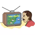 Pria Memeriksa Cuaca di TV