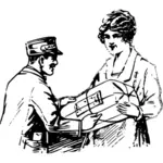 Lady receives a package