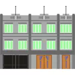 Ilustracja wektorowa budynku z oknami zielony