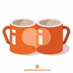 Две кофейные чашки с сердцем