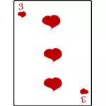 Kolme sydäntä pelaamassa korttivektorigrafiikkaa