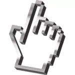 Cursor de la mano 3D en escala de grises