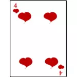 Four of hearts playing card vector illustration