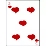 Lima dari hati bermain kartu vektor gambar