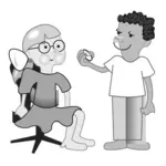 Vector image of kids conducting experiment
