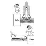 Avaruussukkula ja astronout-vektorikuva