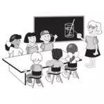 Lapset luokkahuoneen vektorikuvassa