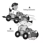 Niños en la ilustración del vector de coche
