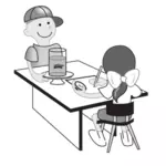 Děti experimentování u stolu vektorové ilustrace