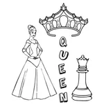 Regina e scacchi pezzo