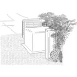 Gambar vektor tanaman pada eksterior pada bangunan