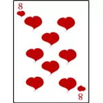 Восемь из сердца игральные карты векторные иллюстрации