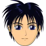 Ilustraţie vectorială anime băiat cu păr negru