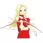 Image de dessin animé archer féminin