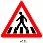 Pedestrian crossing traffic warning sign vector drawing