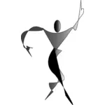 Kadın vektör küçük resim dans dışavurumcu siluet
