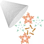 Vector graphics of abstract lamp and snowflakes