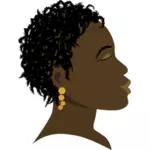 Africká dívka se zavřenýma očima profilu vektorové kreslení