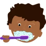 非洲孩子刷牙