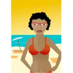 Signora africana sulla spiaggia