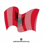 Albanska nationella flaggan viftar
