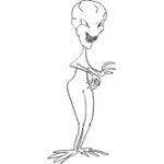 Vector clip art of line art alien creature