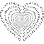 Jantung dengan alphabet