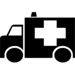 Ilustración de vector de blanco y negro ambulancia icono