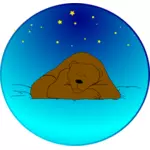 ClipArt di vettore dell'orso di Brown dormire sotto le stelle