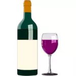 Flasche Rotwein und Glas in Vektorgrafiken