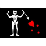 Pirata bandera corazones sangrientos vector de la imagen