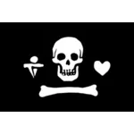 Pirate flag heart and bone vector image