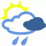 Sunny e simbolo meteo giornata piovosa vettoriale immagine