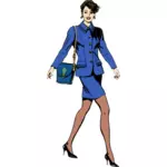 Vektorzeichnende Business-Frau in einem blauen Anzug