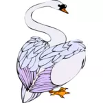 Swan med lila fjädrar vektor ClipArt
