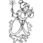 Векторное изображение леди фея с волшебной палкой