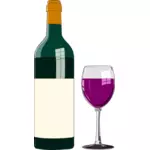 Bottiglia di vino e bicchiere di immagine vettoriale vino rosso