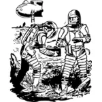Två astronauter från fara n rymden vektor illustration