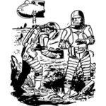Vektor illustration av män i skyddande kostymer